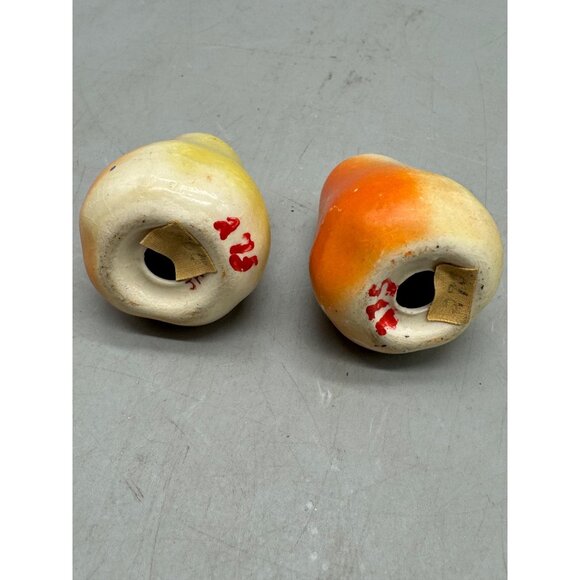 Vintage Pear-Shaped Ceramic Salt Pepper Shakers Hand Painted Yellow Orange READ - Picture 7 of 8